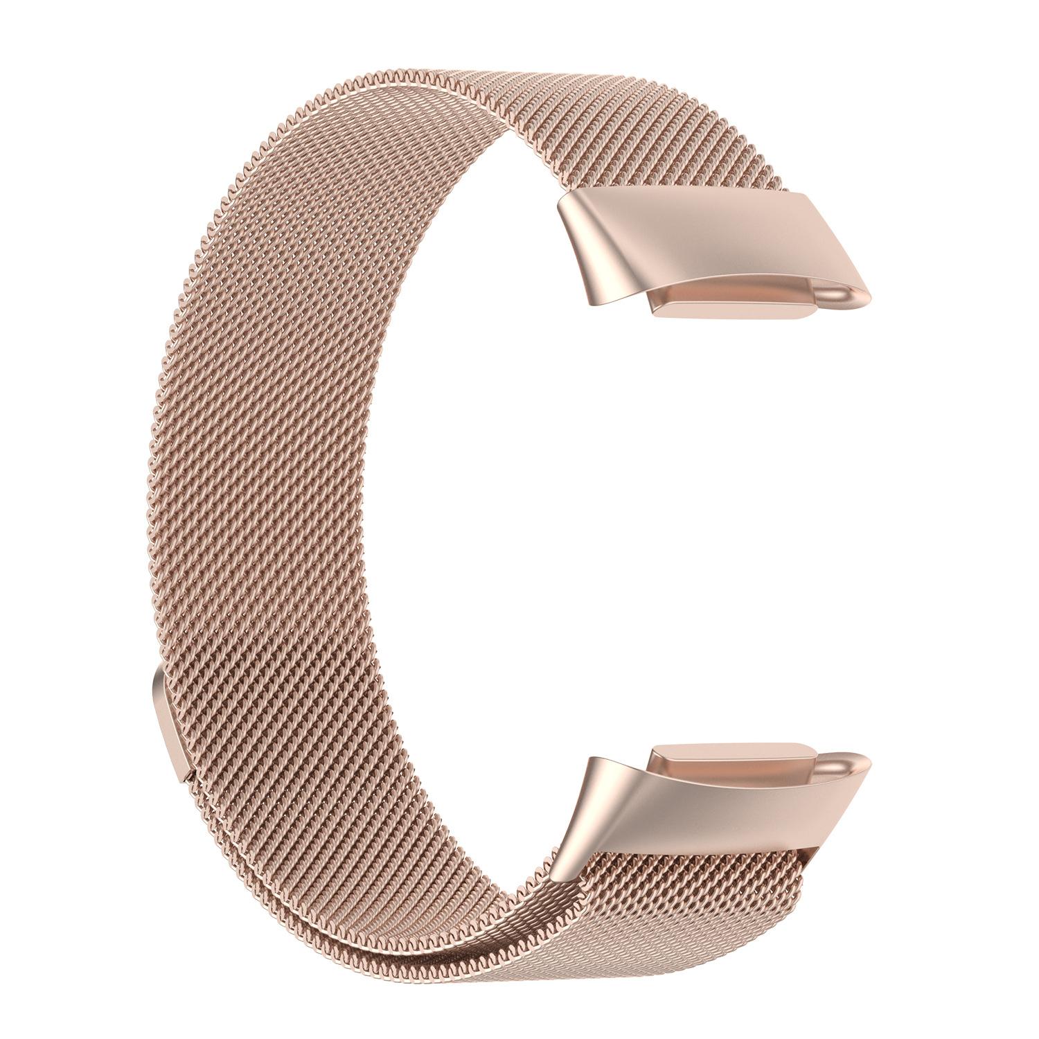 Milanaise-Armband für Fitbit Charge 5 6, Edelstahlarmband champagner