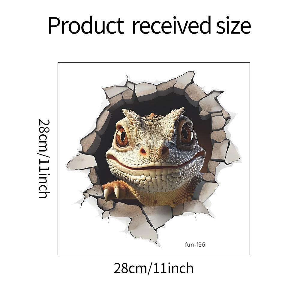 Gebrochenes Loch Simulation Eidechse Glasfenster und Fenster Landschaftsbau Fenster Aufkleber Elektrostatische Uv 28*28CM/fun-f95