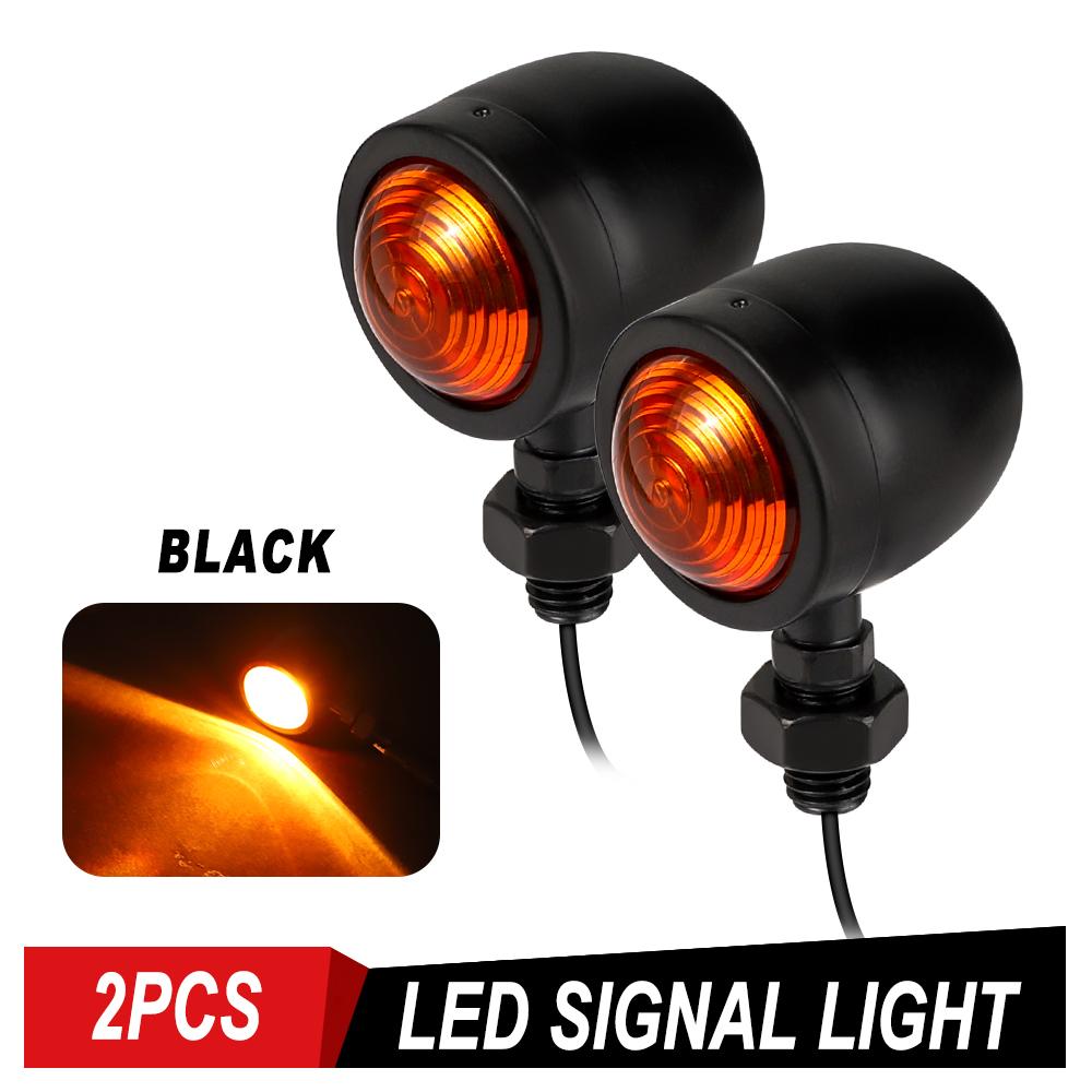 2 STÜCKE Motorrad Led Blinker Richtungsanzeiger Lampe Bullet Birne Chrom Bernstein Moto Front Lampe Rücklicht 12V Universal Motorrad Blinker 2PCS schwarz