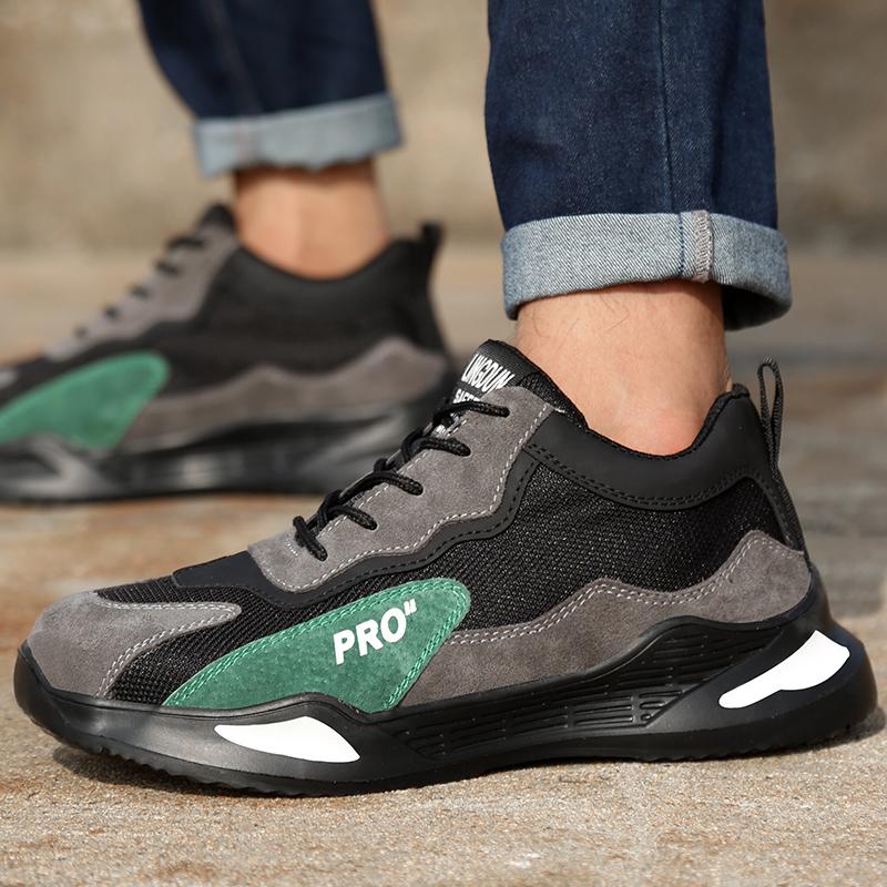 Herren Durchtrittsichere Mesh-Schuhe Arbeitssneaker Leichtgewichtige Stahlkappenschuhe Sicherheitsschuhe Atmungsaktive Stahlkappen-Arbeitsschuhe 41 grau