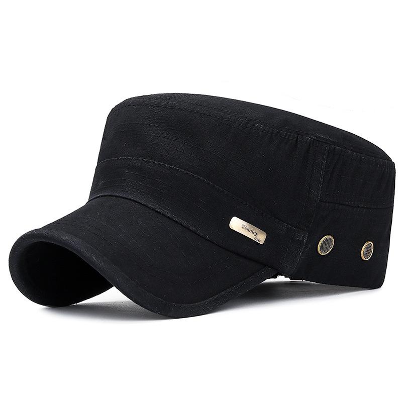 Herren Hut Baumwolle Caps Frühling Sommer Sonnenschutz Schiebermütze Trucker Snapback Baseball Cap Visiere Hut Schirmmütze 55-60cm schwarz