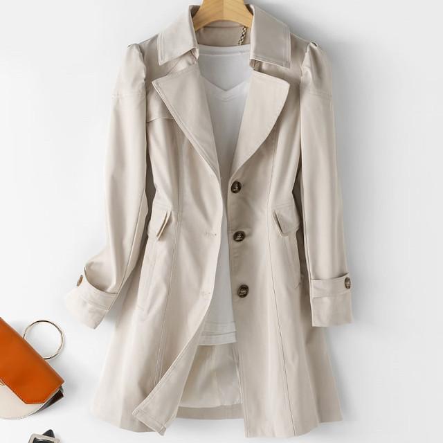 Frühling Herbst Graben Mantel Frau 2022 Neue Koreanische einreiher Mid-Lange Frauen Graben Mantel Mantel 5XL Khaki windjacke Weibliche XXL beige