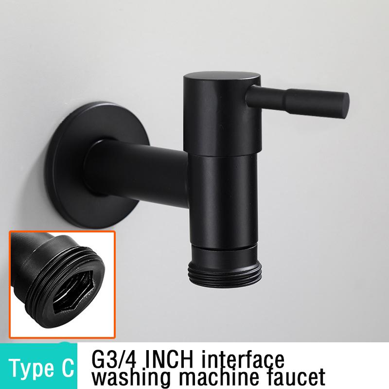 Schwarzer Wasserhahn, Wandmontage, kleiner Wasserhahn, dekorativer Garten-Wasserhahn, Mopp, Pool, Waschmaschine, Wasserhahn, Becken, Bibcock-Wasserhähne stye5