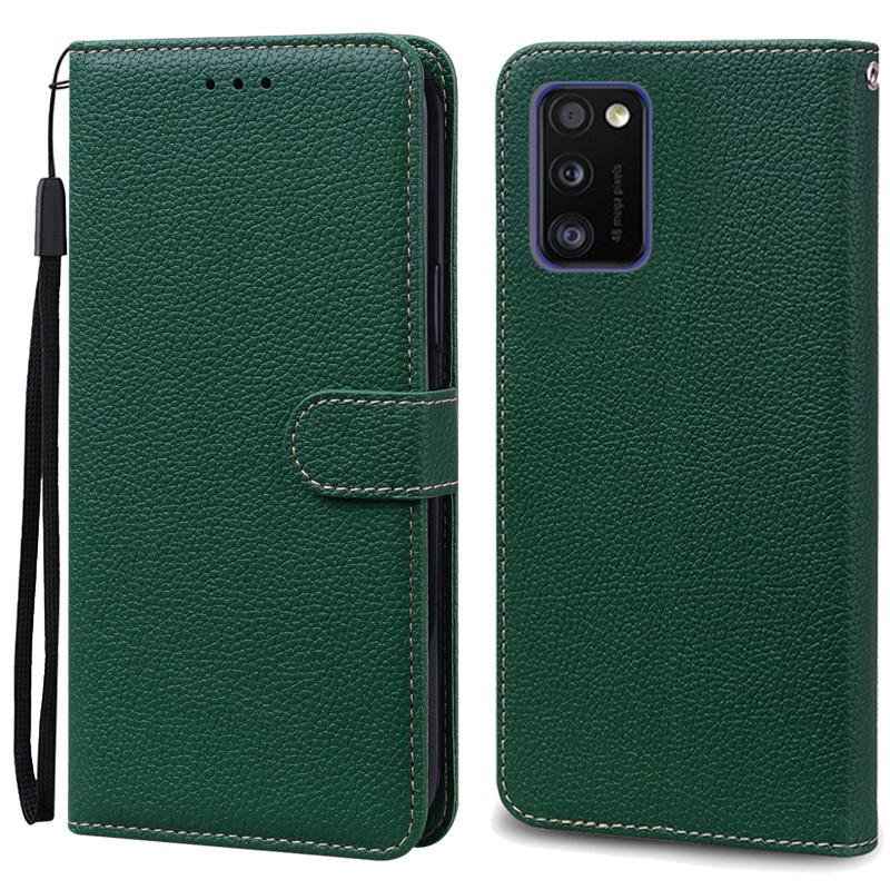 A41 Hülle Für Samsung Galaxy A41 Hülle Brieftasche Leder Klapphülle Für Samsung A41 A 41 Hülle A415F Weiche Silikonhülle Coque Fundas For Samsung A41 dunkelgrüne