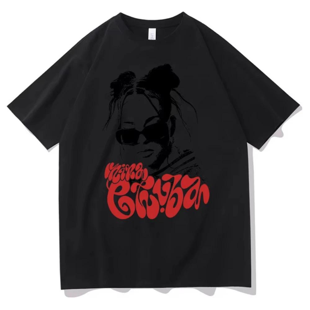 2026 Nina Chuba Gothic Baumwolle Herren Damen T-Shirt Hohe Qualität Sommer Streetwear T-Shirts Rundhals Mode Lässig Große Größe Druck Kleidung XXL schwarz