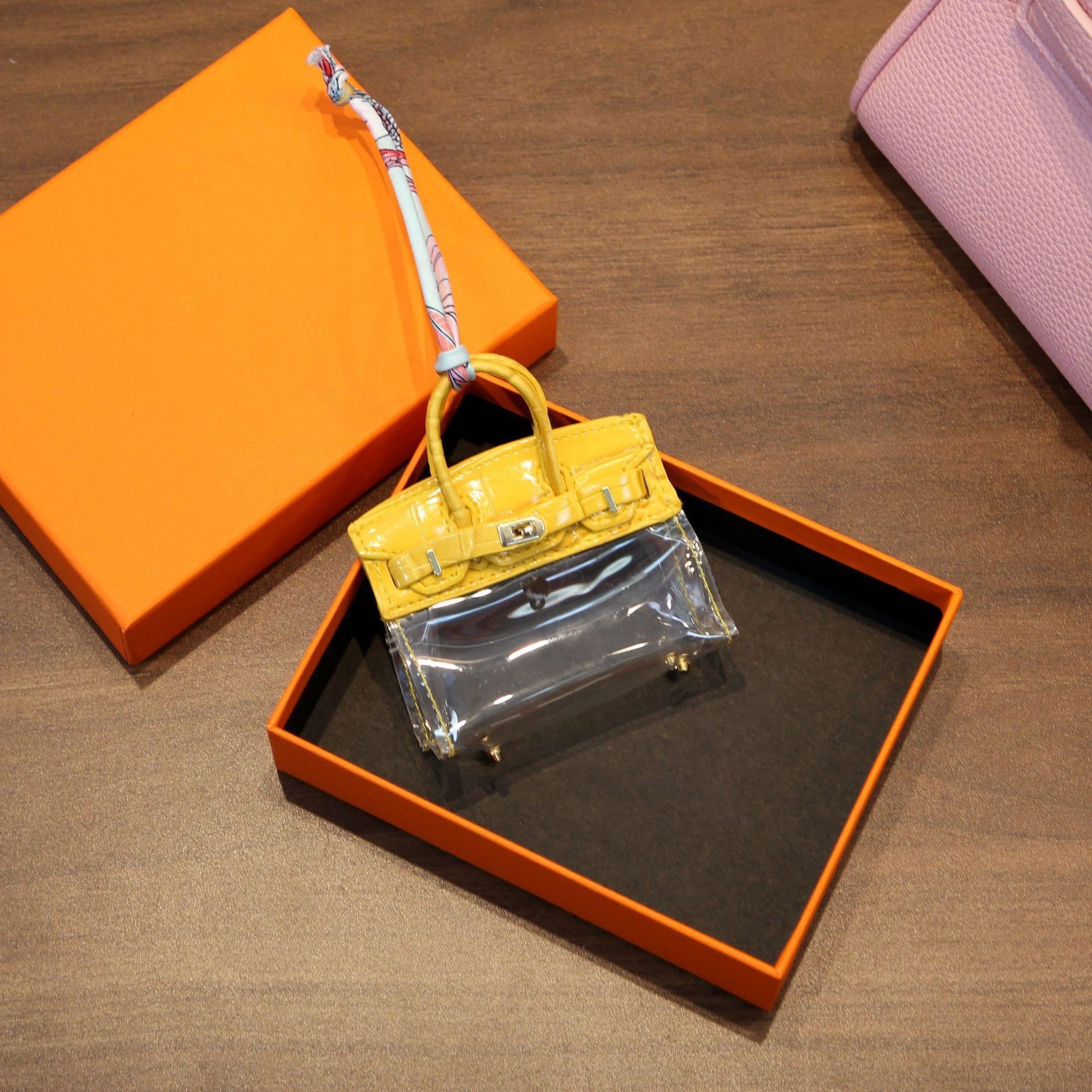 Internet Celebrity Keybag Transparent Platin Tasche Mini Anhänger Kopfhörer Lippenstift Autoschlüssel Zero Wallet Autozubehör für Frauen 8.5x3x10cm gelb