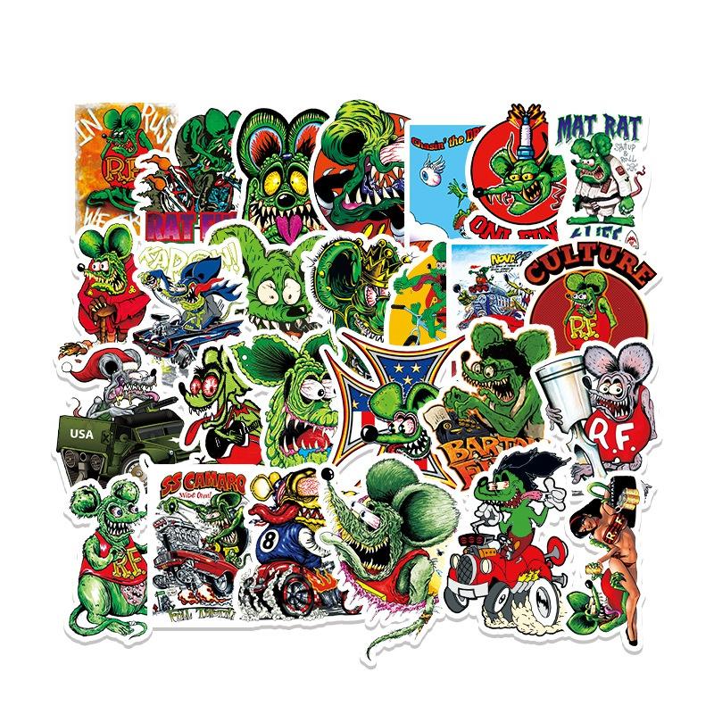 Rat Fink-Aufkleber, 50 Stück, Cartoon-Anime-Aufkleber für Laptop, Wasserflasche, tolles Geschenk für Kinder 50pcs