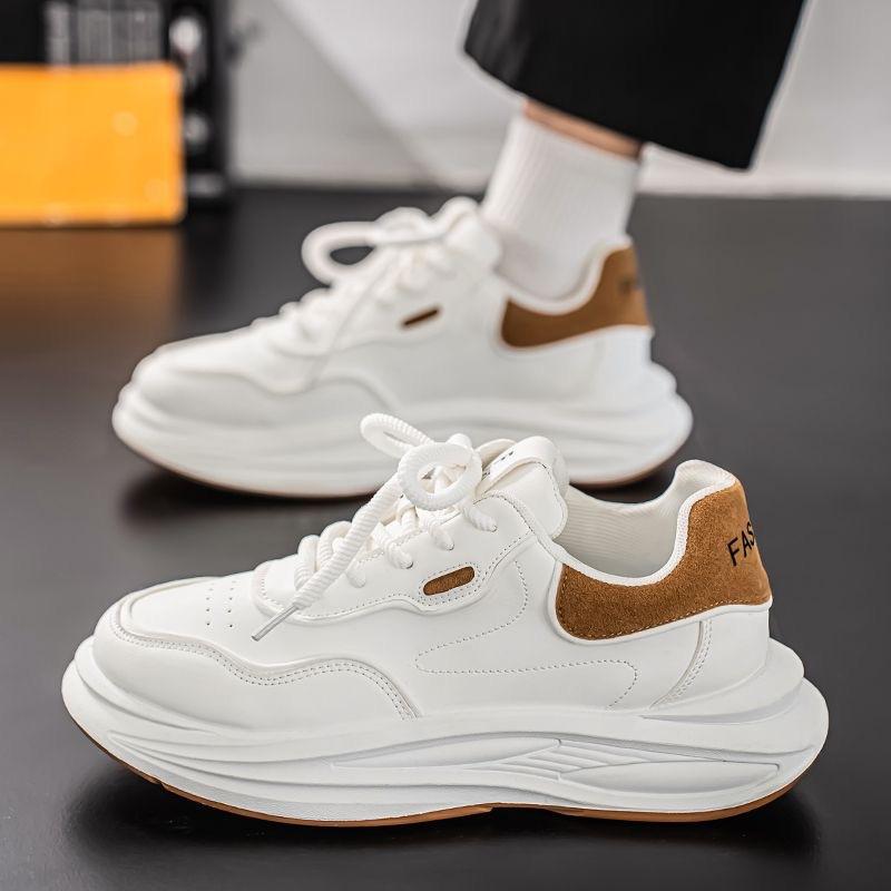Herren Laufschuhe Atmungsaktive Fitness-Sneaker mit Luftpolsterung Rutschfeste Sohle Sportliche Walking-Schuhe für Herren Klobige Sneaker 39 white