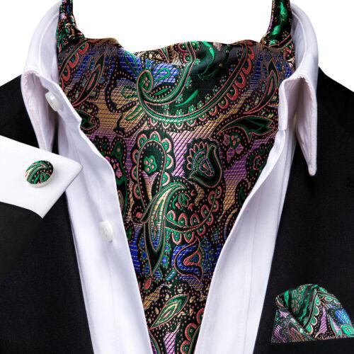100 Farben Herren Seide Ascot Krawatte Vintage Krawatte Paisley Schal Einstecktuch Manschettenknöpfe Set AS-1056
