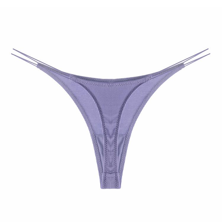 Lycra Feinripp Baumwolle T-Back String für Damen – Sexy, Bequem, Atmungsaktiver G-String mit dünnen Trägern Medium gray