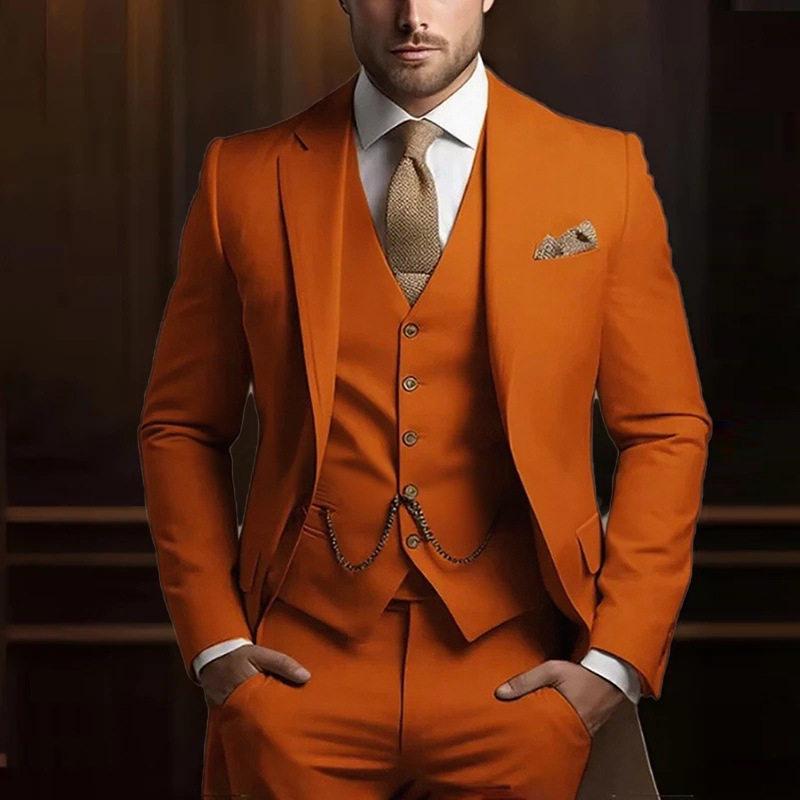 Hochwertiges dreiteiliges Herrenanzug-Set für Bankette und Hochzeiten 6XL brown