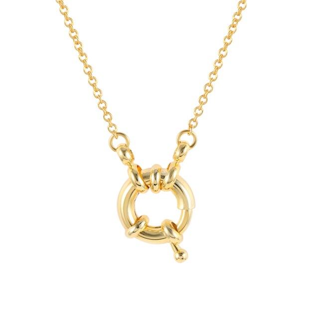Halsketten mit rundem Schloss-Anhänger für Frauen, Vintage-Design, Hochzeit, Geburtstagsgeschenk, 925er Sterlingsilber, Schmuck, Goldkette, Choker beige