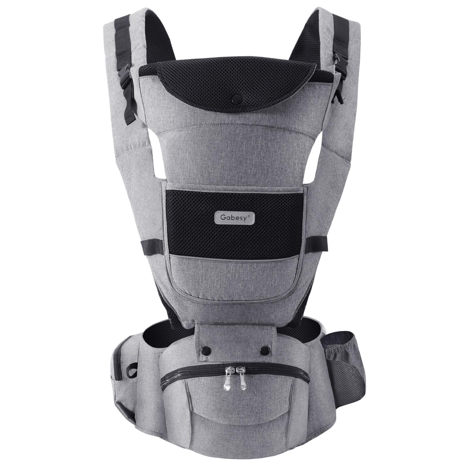 13-in-1 Babytrage für Wachstum Neugeboren bis Kleinkind 0-44 lbs Ergonomische Säuglingstrage mit Abnehmbar grau
