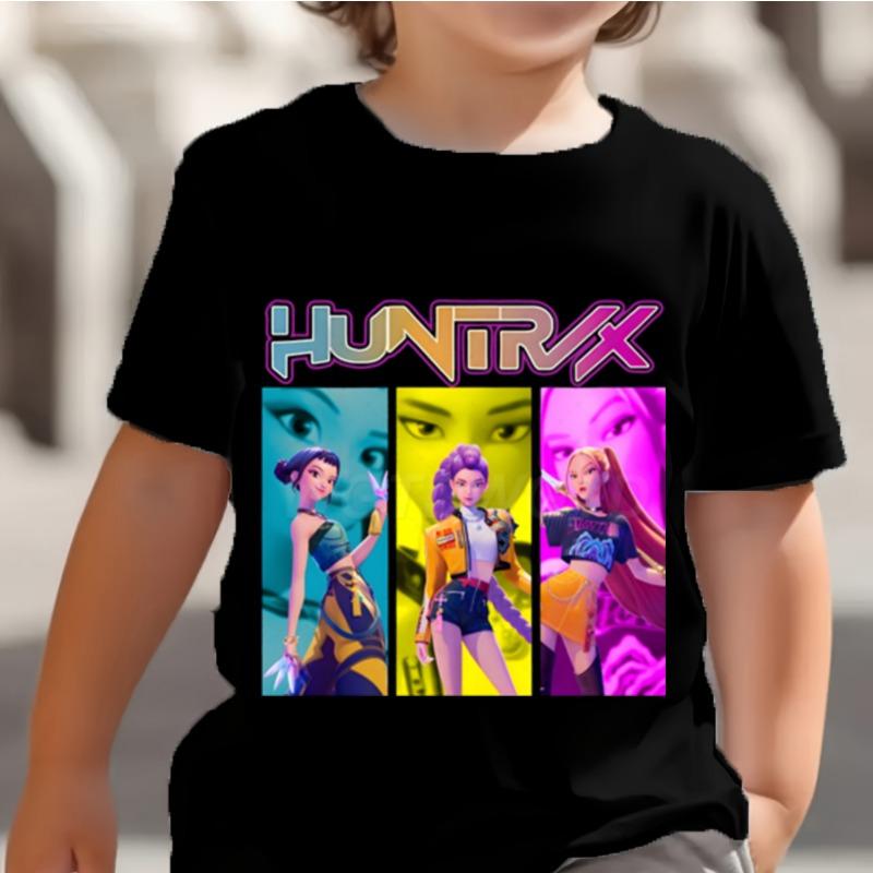 KPop Dämonenjäger Kinder T-Shirt Huntrix Girl Saja Jungen Baby Tops Kleinkind T-Shirts Zoey Rumi Mira Kleidung Kinder T-Shirts Kurzarm Kleidung kids-140(10T) hellbraun