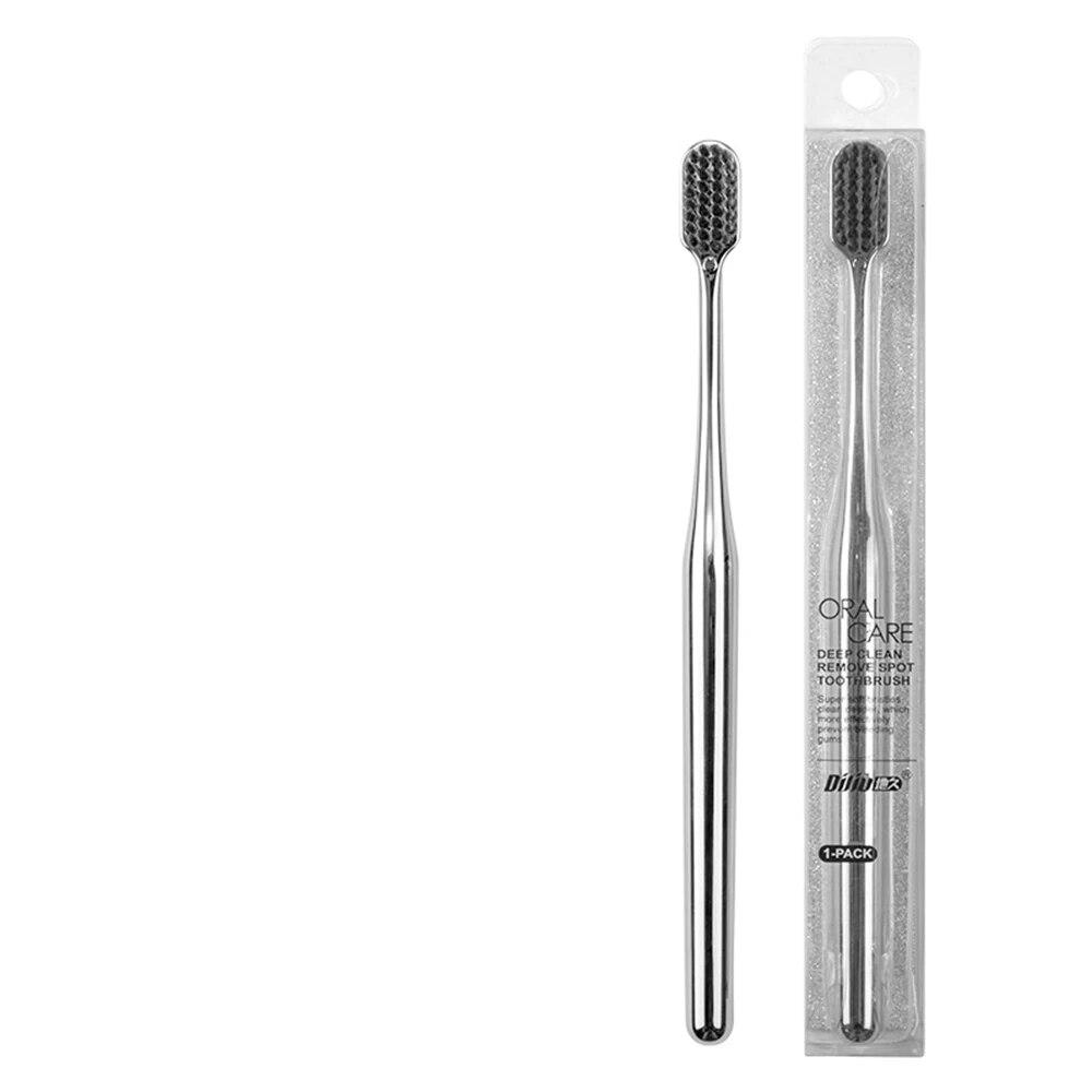 Luxus Weiche Zahnbürste Männer Frauen Erwachsene Zahnbürste Gold Silber Dental Pinsel Eleganz Sanfte Zahnbürsten Drop Verschiffen silber/schwarz