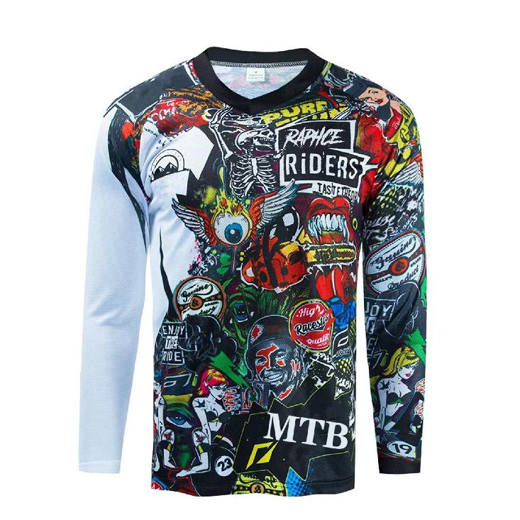 Motocross Camouflage Schnelltrocknendes Feuchtigkeitstransportierendes Trikot, DH Downhill Mountainbike Trikot, Herren Mountainbike Langarmtrikot XL dunkle der koralle