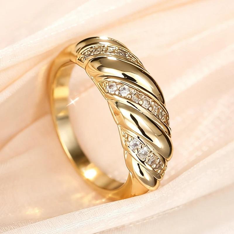 CAOSHI Wunderschöne Goldfarbene Verlobungsringe für Damen Klassische Brillante Zirkonia Schmuck Geschenke Trendige Fingeraccessoires 9 beige
