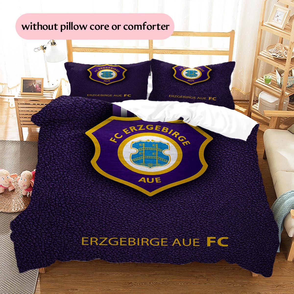FC Erzgebirge Aue Muster Bettwäsche Bettdecken-Set Heimdekoration Geschenk (1 Bettbezug + 2 Kissenbezüge (ohne Füllung)) 135x200cm
