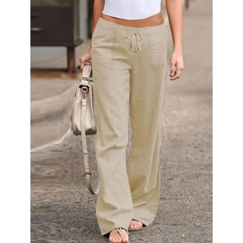 YYFS Damenmode Lässige Hosen mit einfarbigem Druck und hoher Taille XL khaki