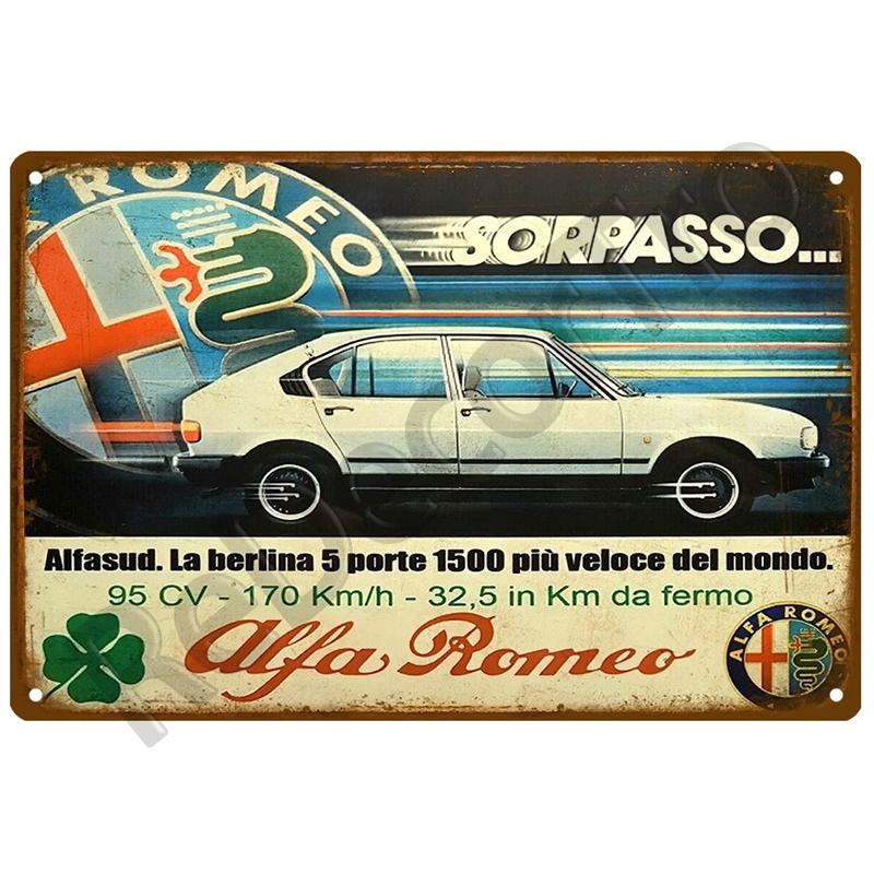 Alfa Bar Retro Blechschild zum Aufhängen Metallschild Home Wall Decor Dekoration Teller Poster an der Wand Wohnzimmer Dekoration Luxus 20 x 30cm