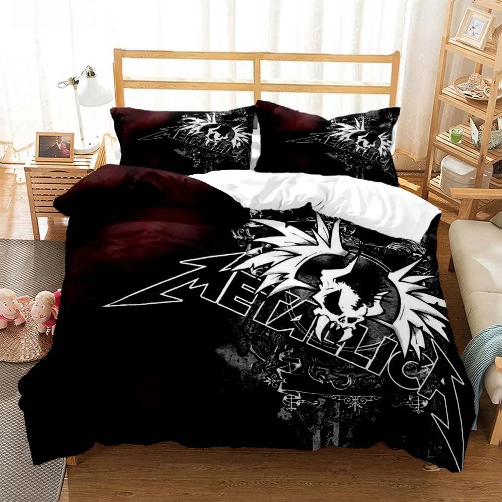 Bettwäscheset für Metal-Musikband M-Metallica, Einzelbett, Doppelbett, Queensize-Bett, Kingsize-Bett, Bettbezug-Set für Erwachsene und Kinder, Heimtextilien EU Double 200x200cm