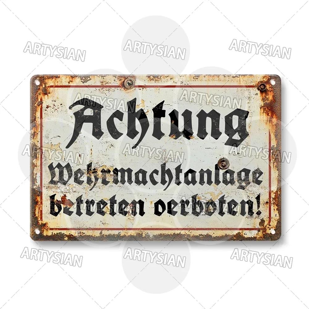 Deutsche Militär-Kalter Krieg Metall-Wandskulptur|Grenzslogan, Berliner Mauer/DDR-Thema, Zinnblech, Halloween-&Weihnachtsgeschenk, Heimdekor 20x30cm(7.8x11.8inch)