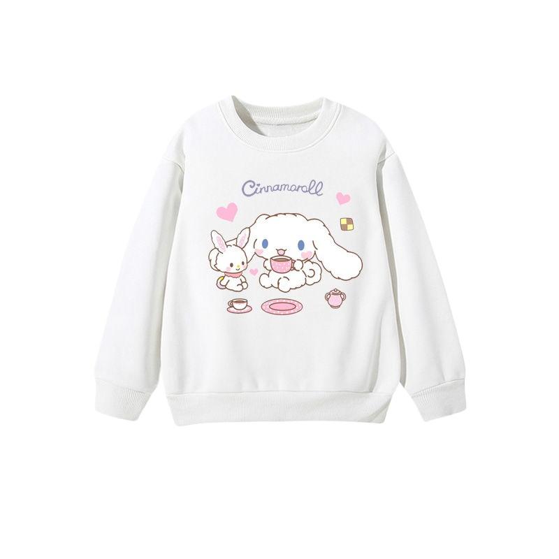 2025 MINISO Kinderbekleidung Niedliche Cinnamoroll Hoodies Cartoon Anime Peripherie Jungen und Mädchen Rundhals-Pullover für Frühling und Herbst 160 blau