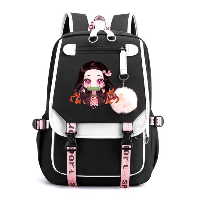 Damenrucksack Demon Slayer Nezuko Rucksäcke für Männer Anime Schultasche für Teenager Canvas Laptop Rucksack Damen Rucksack Anime Nezuko Rucksack One Size