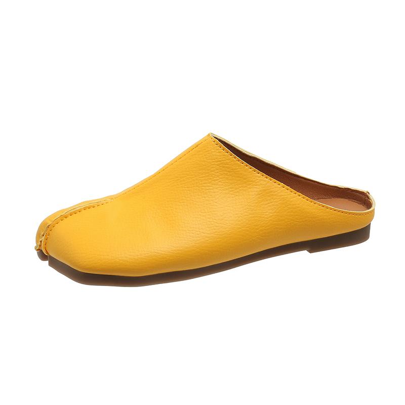 2024 Damen Flache Hausschuhe mit geteilter Zehe, flache Hausschuhe, flache Hausschuhe, Slipper, Pantoletten, geteilte Zehen, Damen-Loafer, lässig, gemütliche, weiche Schuhe, Chaussure Femme 40 gelb