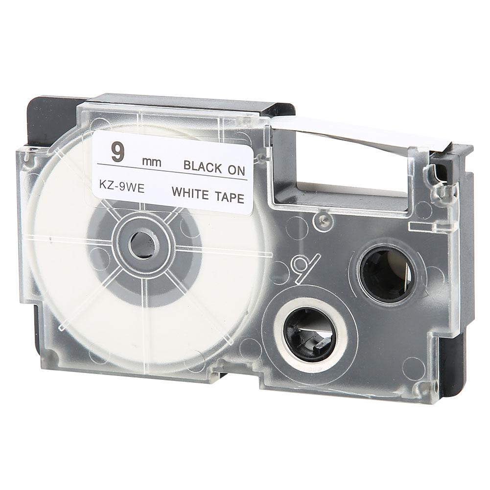 9-mm-Schriftbandkassette für Casio Etikettendrucker KL-60120170780820 CW L300(Schwarz auf Weiß )