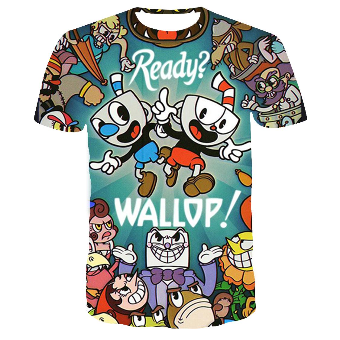 3D Cuphead Mugman Kinder T-Shirt Druck Mädchen Lustige Kleidung Jungen Kinder Tops Kinder Kleidung Baby T-shirts Männer Frauen Kleidung T-shirt 160