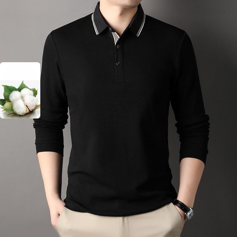 Frühling und Herbst Langarm T-Shirts Einfarbig Mittleren Alters und Ältere Männer T-Shirts für Väter XXXL