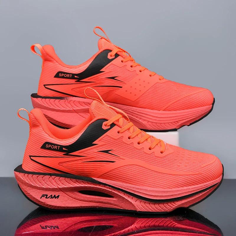 Professionelle Marathon-Carbonplatten-Mesh Atmungsaktiv Stoßdämpfende Laufschuhe Leicht Rebound Vielseitige Laufschuhe 45 orange