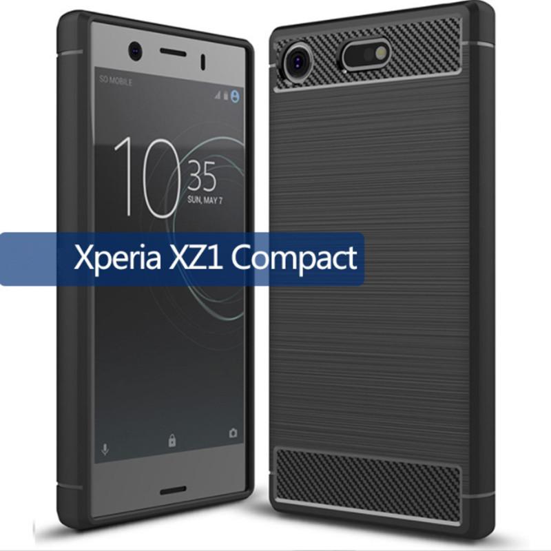 Für Sony Xperia XZ1 Compact Silikonhülle Luxus Carbon Fiber Skin Hülle für Sony XZ1 Compact Xperia XZ1 mini Soft Phone Cover Sony XZ1 Compact schwarz