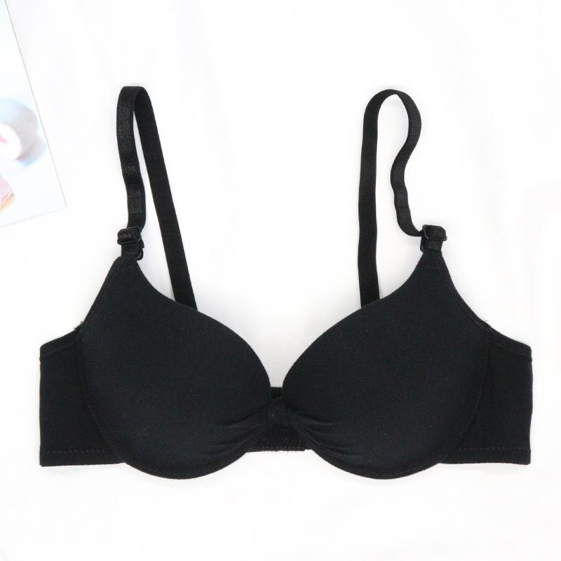 Sexy BH für Frauen, Push-Up-BH, einfarbig, Büstenhalter, geraffte Bügel-BHs, atmungsaktiv, Mädchen-Unterwäsche, Intim-Dessous 32A schwarz
