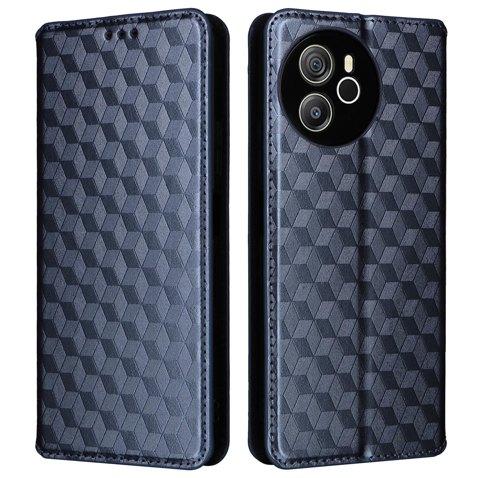 Für Blackview Shark 8/Oscal Tiger 12 Lederhülle Rhombus Brieftasche Ständer Klapphandyhülle Blue