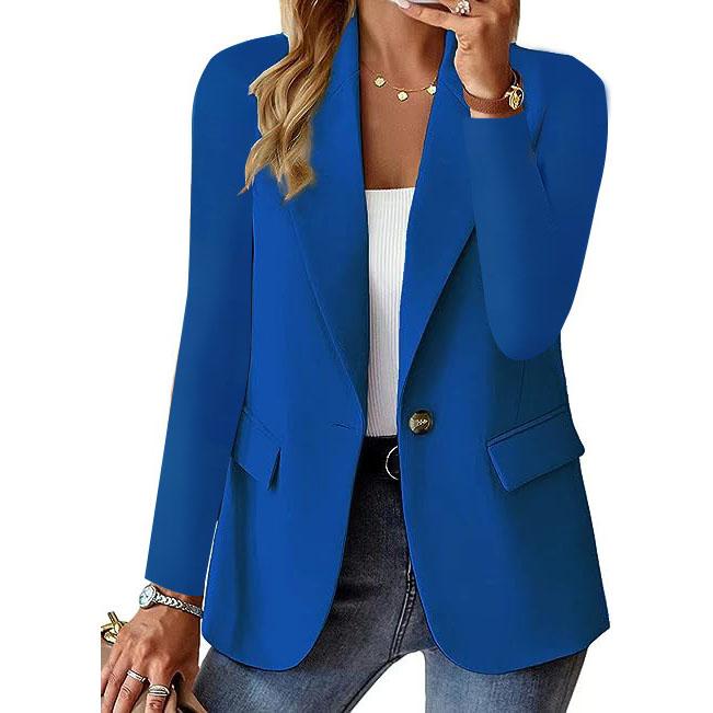 Damen Oversize Blazer Jacke Business Anzug Mantel Revers Langarm Solide Knopfleiste Lässig Elegant Mantel Trendy Loose Outwear XXXL blau