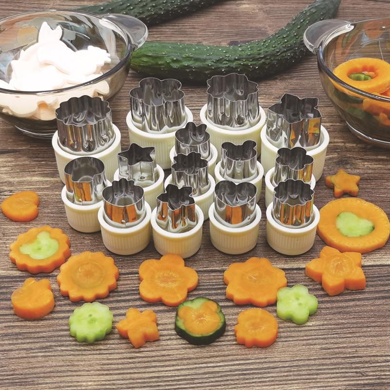 4/5/10/12/14 Stück Edelstahl Gemüse- und Obstformende Ausstechform zur Herstellung von Obstsalat, Gemüse- und Obst-Embossing 14pcs