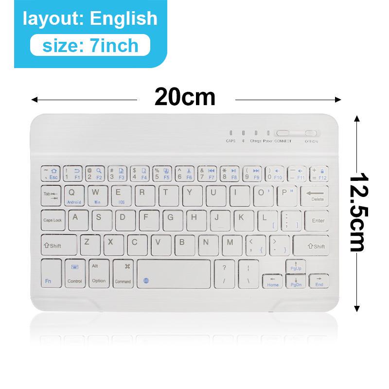 Bluetooth Wireless-Tastatur Mini-Tastatur für iPad, Telefon, Tablet, Gummi-Tastenkappen, wiederaufladbare Gaming-Tastatur für Android, iOS, Windows 7 inch weiß