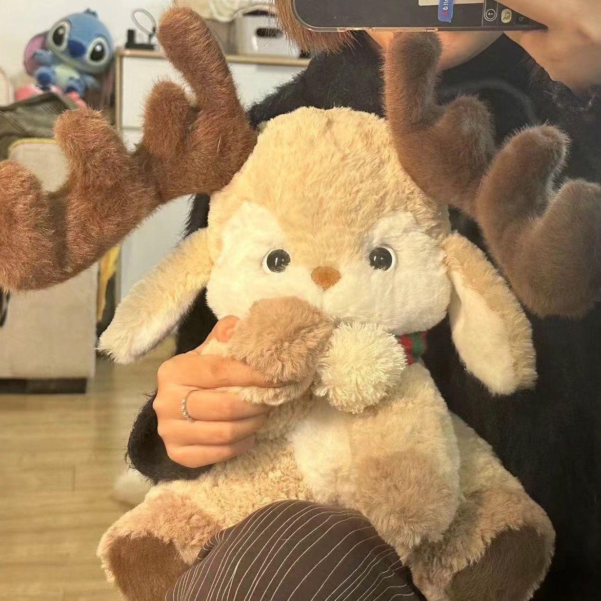 35/40CM Kawaii Cartoon Elch Plüschtiere Kuscheltiere Rentier Plüschtier Weihnachtsdekoration Kissen Geburtstag Geschenke 45cm