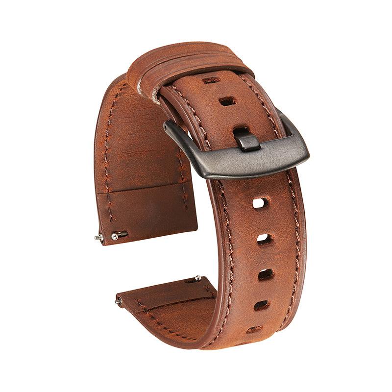 Mode Leder Uhrenarmbänder Männer 20mm/22mm Uhrenarmbänder für Männer Silber/Schwarz Schnalle Leder Nähte Uhrenarmbänder 20mm