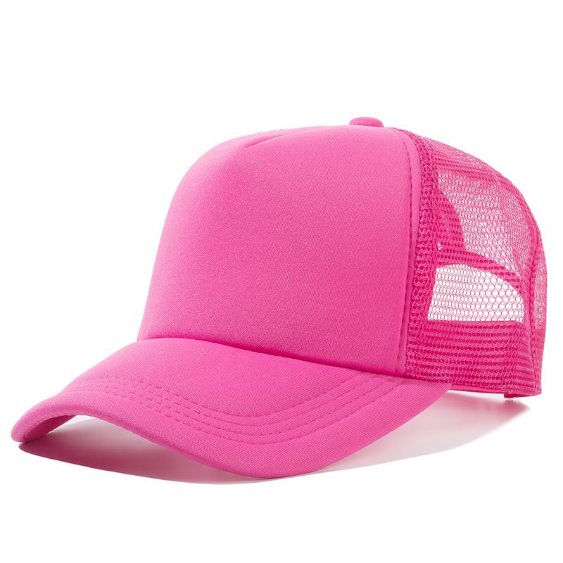 Unisex-Kappe, lässig, einfarbig, Mesh-Baseballkappe, verstellbare Snapback-Hüte für Damen und Herren, Hip-Hop-Trucker-Kappe 54cm-60cm rose rot
