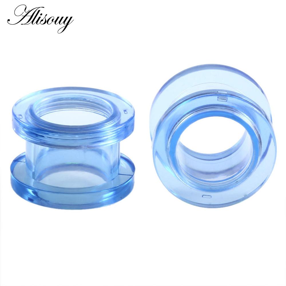 1 paar/los Acryl Ohr Flesh Tunnel Doppel Ausgestelltes Hohl Schraube Fit Ohr Bahre Plugs Messgeräte Körper Piercing Schmuck Schwarz 2mm hellblaue
