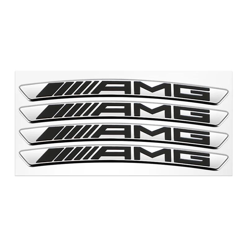 4 Stück Auto Styling Felgen Aluminium Logo Aufkleber Radnabenaufkleber Für Mercedes Benz AMG A B C E G CLA C63 C63S E53 GT SLK W176