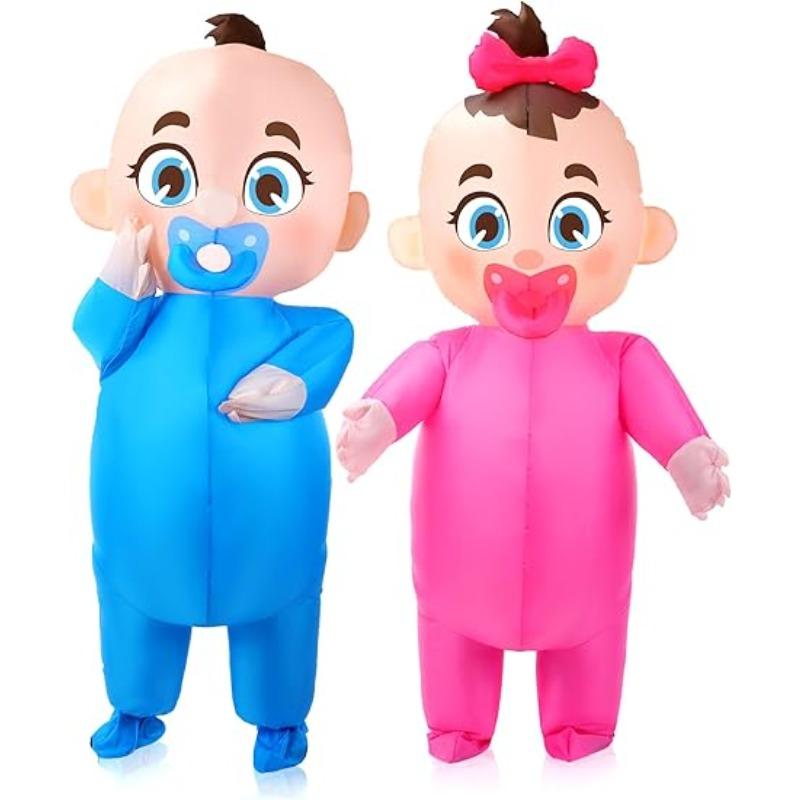 2 große aufblasbare Babykostüme Geschlechtsenthüllung Jungen und Mädchen aufblasbare Anzüge Geschlechtsenthüllungsparty Halloween Cosplay Zubehör Height 150CM-190CM