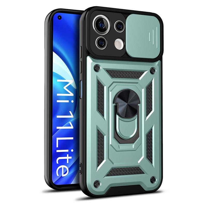 Für Xiaomi Mi 11 Lite Fall Stoßfest Rüstung Telefon Fällen Für Xiomi Mi11 Xiaomi11 Lite Ne 5g Mi 11 lite Licht Magnetische Ring Abdeckung For Mi 11 Lite 5g grün