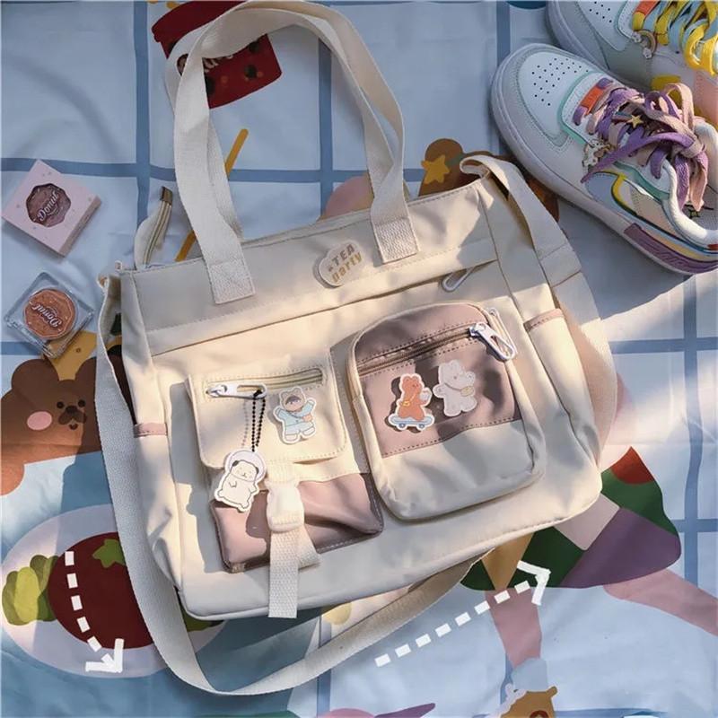 Wasserdichte Damenhandtaschen, Umhängetasche, Damen-Umhängetasche, Oxford-Umhängetaschen, Tragetaschen für Mädchen 34X27X10cm beige