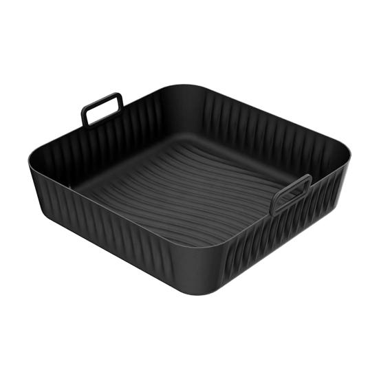 Quadratischer Silikon-Heißluftfritteusen-Einsatz Wiederverwendbare Antihaft-Matte für COSORI 5QT/6QT Passend für quadratische Körbe Hitzebeständig Spülmaschinenfest Heißluftfritteusen-Zubehör schwarz