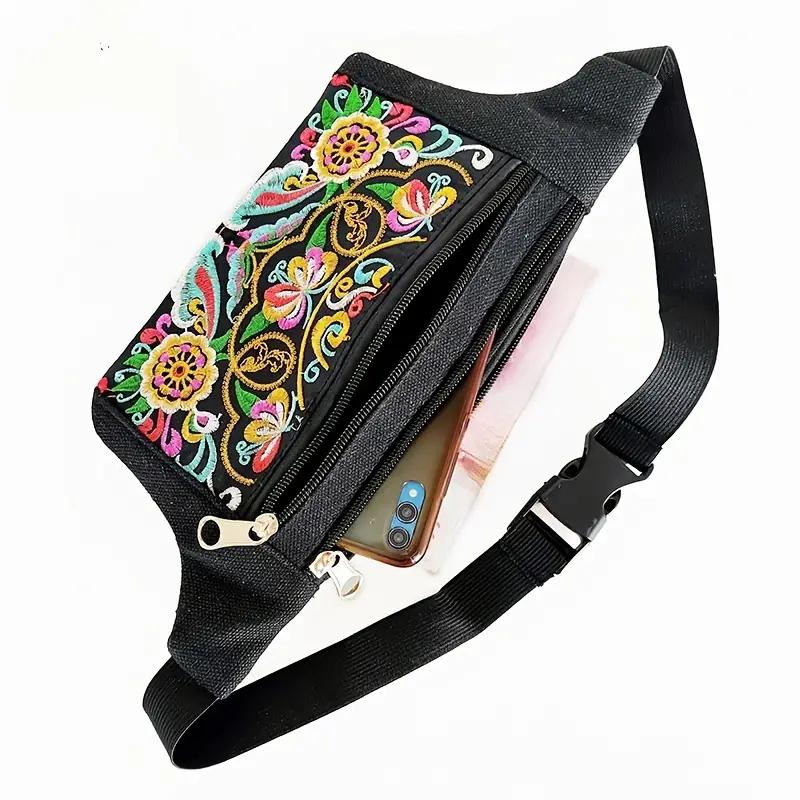 Yogodlns Canvas-Hüfttasche für Damen, mehrere Fächer, Sport-Brusttasche, kleine Stofftasche, Handytasche, Fitnesstasche, multifunktionale Geldbörse 17x13x20cm bunt
