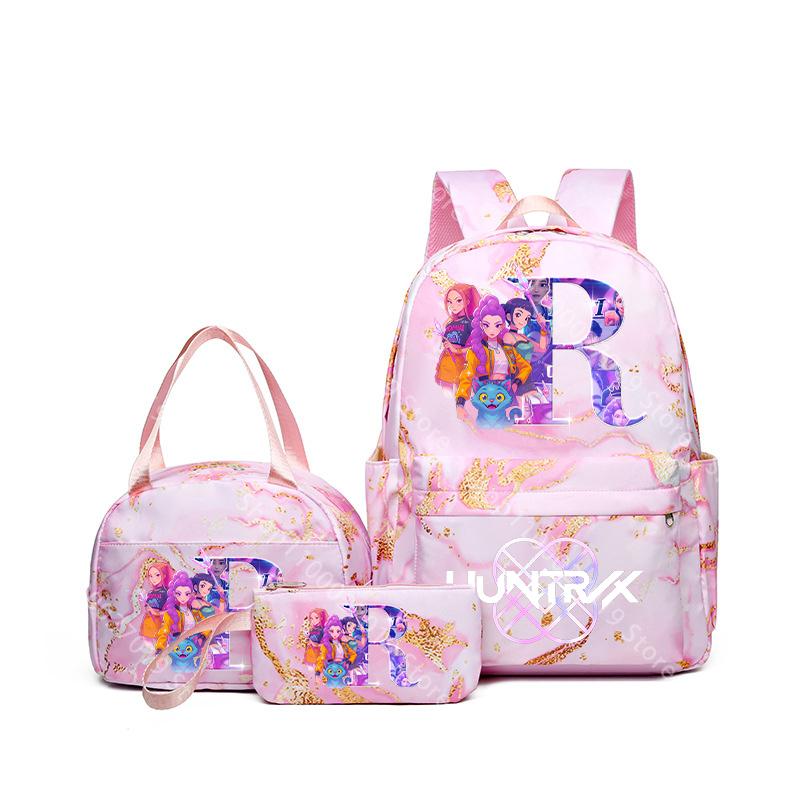 3 Stück/Set KPop Dämonenjäger Mädchen Schultasche Schüler Cartoon Rucksack Brotdose Stifteetuis Schulbedarf Geschenk